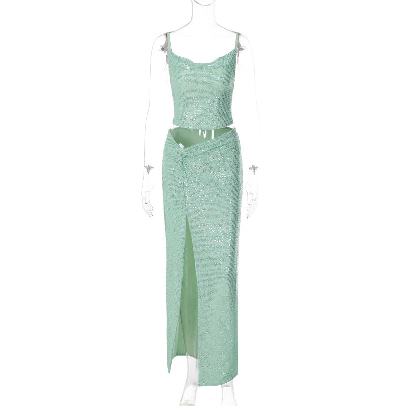 Sexy Light Green Split Front Evening Party Dresses-Dresses-Light Green-S-Free Shipping Leatheretro