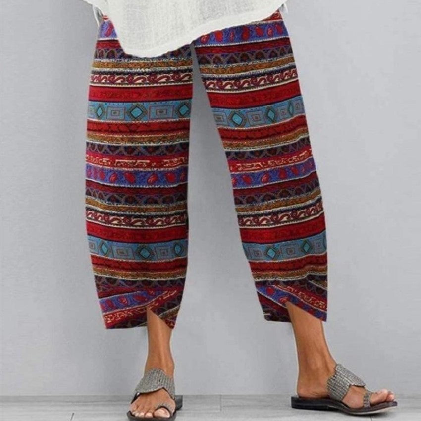 Casual Floral Print Summer Pants for Women-Pants-G-S-Free Shipping Leatheretro