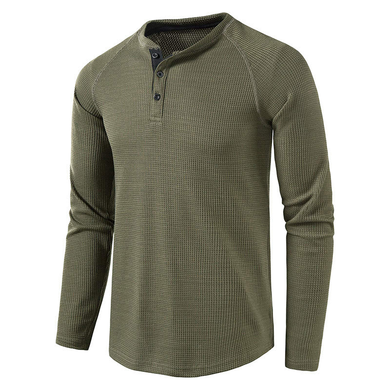 Fall Long Sleeves T Shirts for Men-Shirts & Tops-Army Green-S-Free Shipping Leatheretro