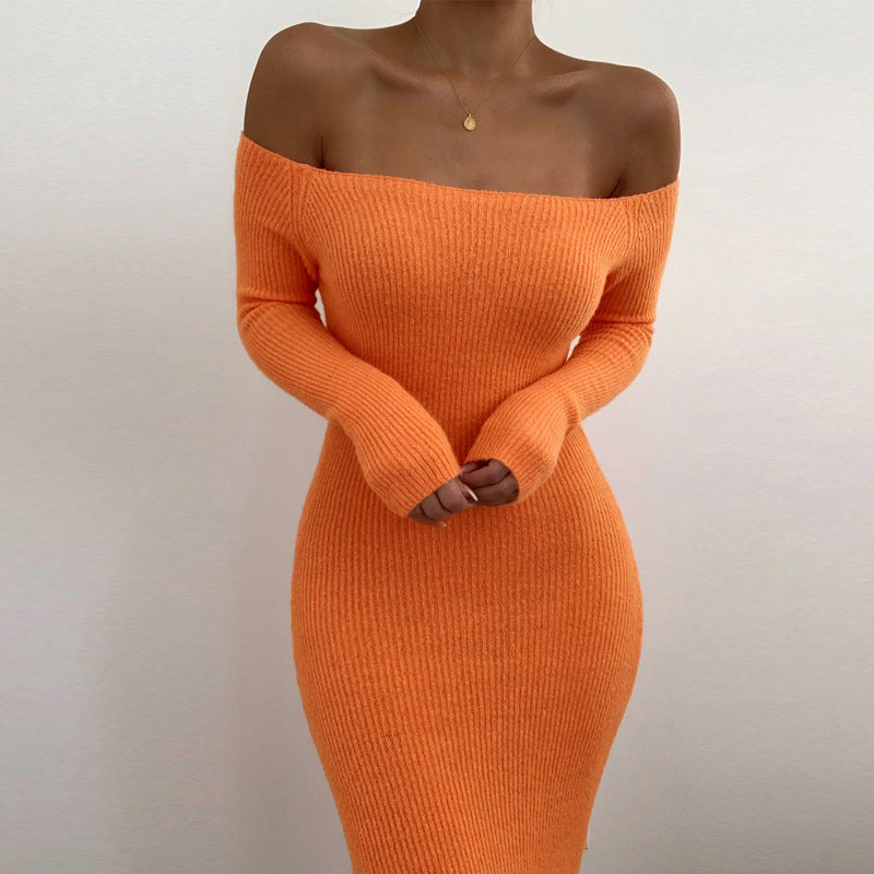 Sexy Off The Shoulder Backless Long Dresses-Dresses-Orange-S-Free Shipping Leatheretro