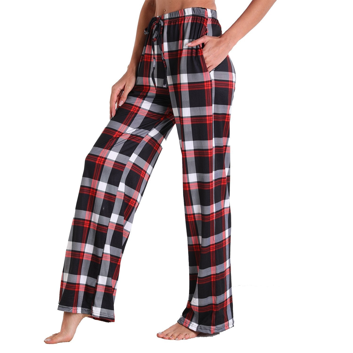 Causal Plaid Women Pajamas Pants Elastic Cord-Pajamas-3011-S-Free Shipping Leatheretro