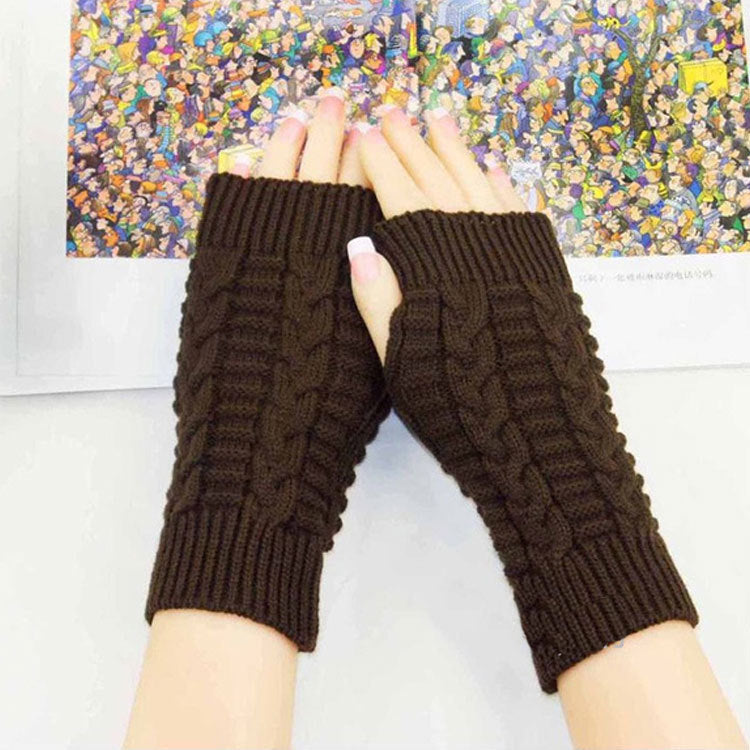 2 Pairs/Set Winter Knitted Gloves Keep Warm for Women-Gloves & Mittens-Coffee-One Size-Free Shipping Leatheretro