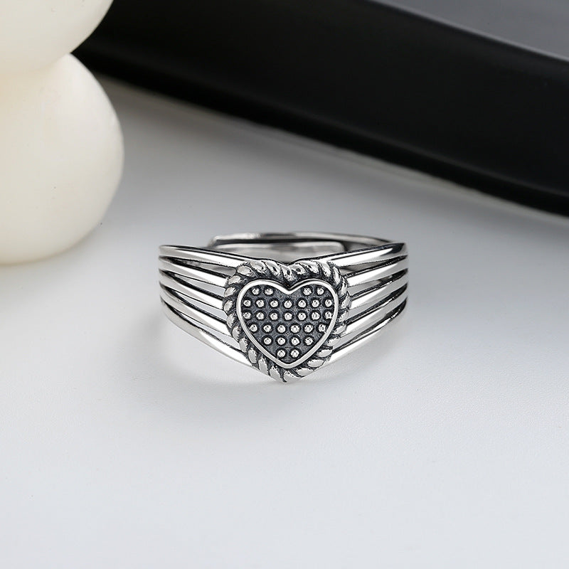 Sweetheart Design Vintage Silver Women Rings-Rings-The same as picture-Open-end-Free Shipping Leatheretro