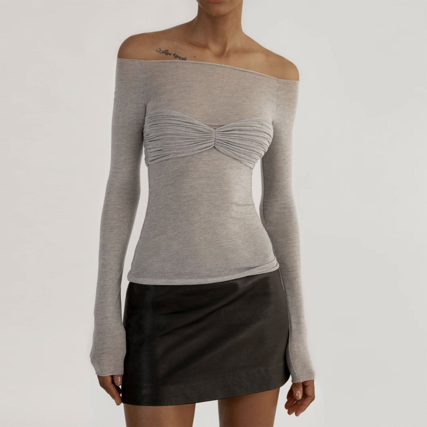 Sexy Off The Shoulder See Through Women Tops-Shirts & Tops-Gray-S-Free Shipping Leatheretro