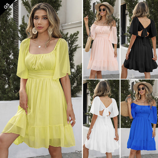 Summer Chiffon Women Daily Dresses-Dresses-White-S-Free Shipping Leatheretro