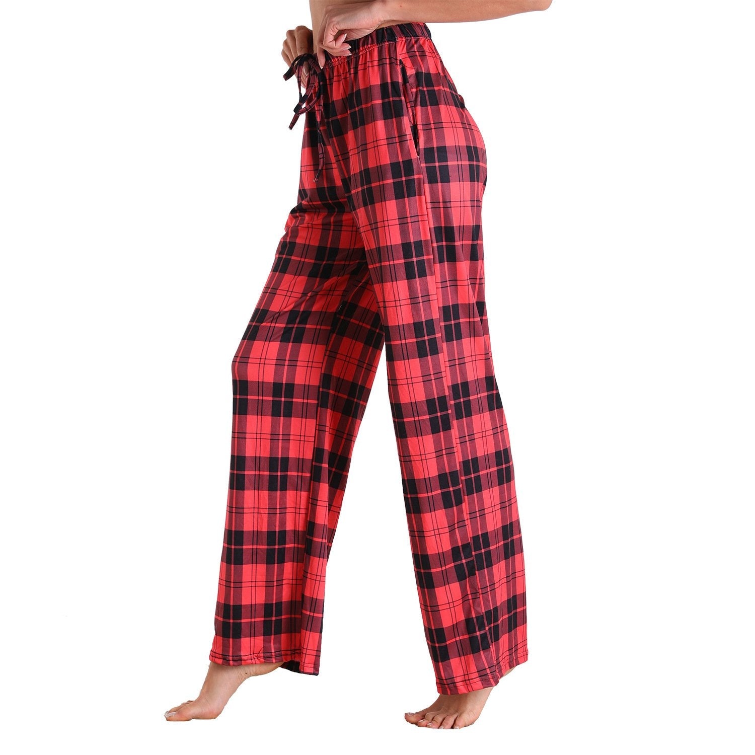 Causal Plaid Women Pajamas Pants Elastic Cord-Pajamas-3011-S-Free Shipping Leatheretro