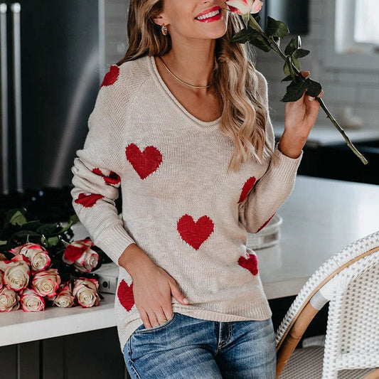 Casual Sweetheart Design Long Sleeves Sweaters-Shirts & Tops-White-S-Free Shipping Leatheretro