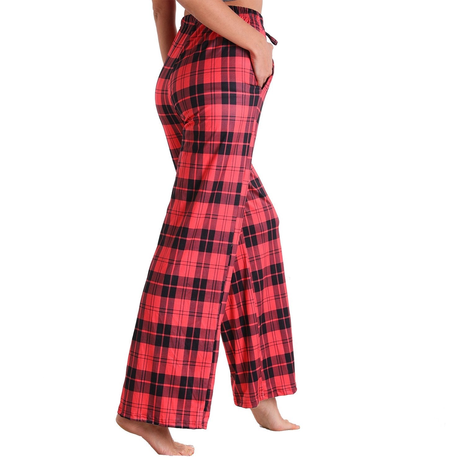 Causal Plaid Women Pajamas Pants Elastic Cord-Pajamas-3011-S-Free Shipping Leatheretro