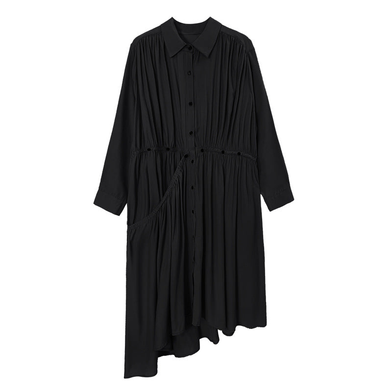 Casual Designed A Line Shirts Dresses-Black-One Size-Free Shipping Leatheretro