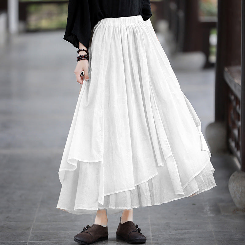 Fairy Line Irregular White Skirts-Skirts-White-One Size-Free Shipping Leatheretro