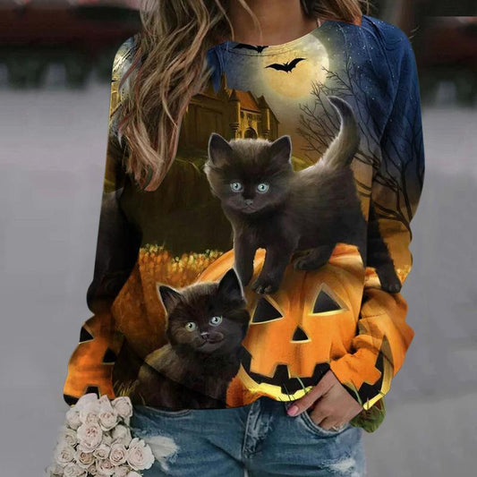 Halloween 3D Pumpkin Print Women Hoodies-Halloween-Gray-S-Free Shipping Leatheretro