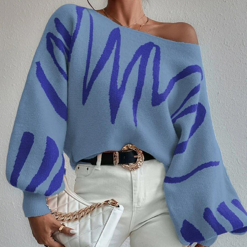 Designed Women Loose Knitted Sweaters-Shirts & Tops-Blue-S-Free Shipping Leatheretro