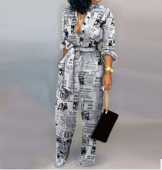 New Sexy Letter Print Women Jumpsuits-One Piece Suits-S-Black-Free Shipping Leatheretro