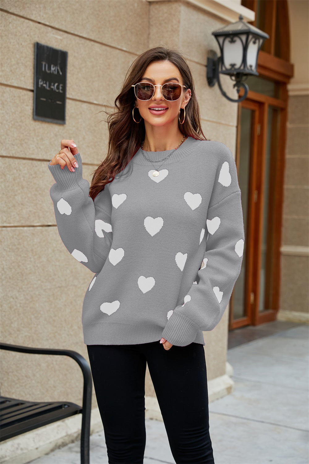 Casual Sweetheart Design Pullover Knitted Sweaters-Shirts & Tops-Gray-S-Free Shipping Leatheretro