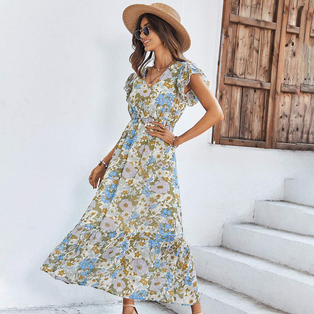 Casual Summer Daily Short Sleeves Sun Dresses-Dresses-Blue-S-Free Shipping Leatheretro