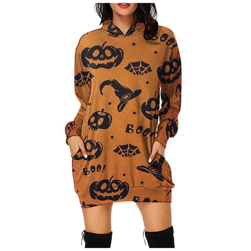 Happy Halloween Plus Sizes Women Hoodies-Shirts & Tops-Yellow-S-Free Shipping Leatheretro