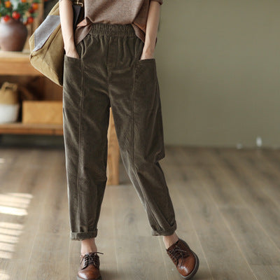 Vintage Harem Pants for Women-Women Bottoms-Dark Brown-M-Free Shipping Leatheretro