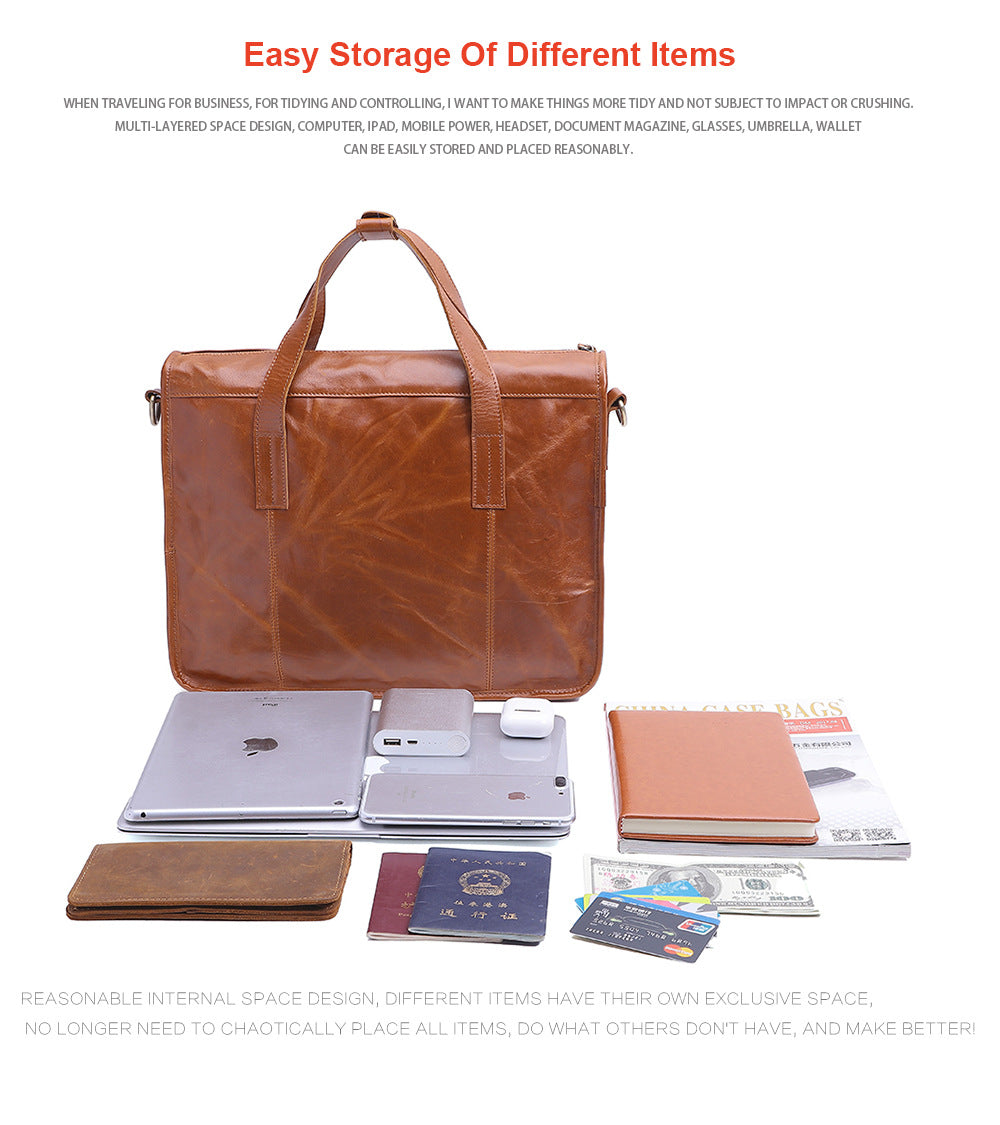 Simple Vintage Leather Business Briefcase J6495-Leateher Briefcase-Brown-Free Shipping Leatheretro