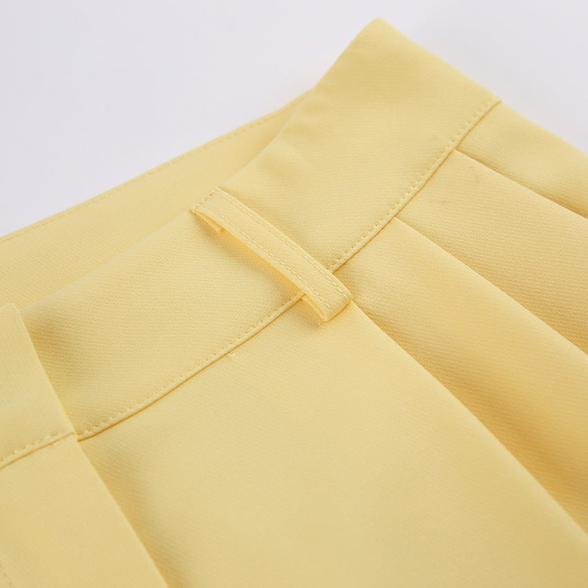 Casual High Waist Wide Legs Long Pants for Women-Pants-Yellow-S-Free Shipping Leatheretro