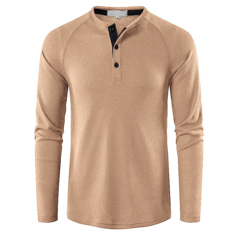 Fall Long Sleeves T Shirts for Men-Shirts & Tops-Apricot-S-Free Shipping Leatheretro