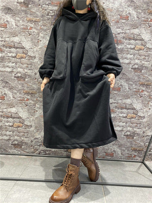 Winter Velvet Plus Sizes Women Cozy Long Dresses-Dresses-Black-One Size-Free Shipping Leatheretro