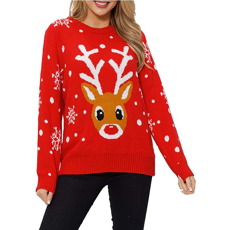 Red Christmas Elk Women Knitting Sweaters for Winter-Shirts & Tops-Red-S-Free Shipping Leatheretro