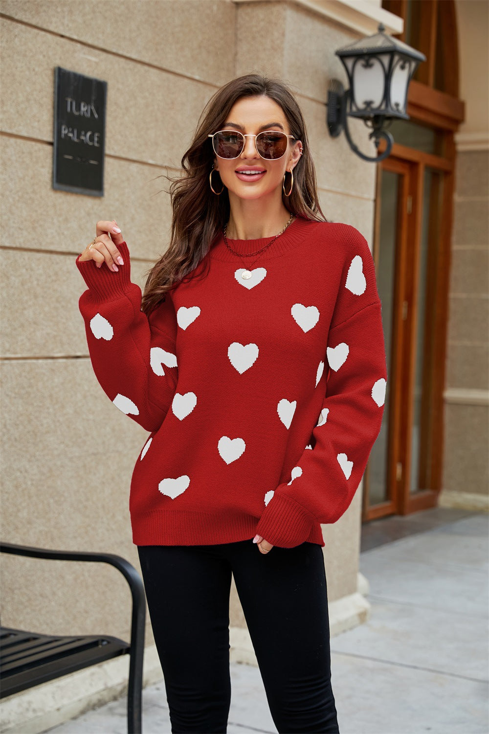 Casual Sweetheart Design Pullover Knitted Sweaters-Shirts & Tops-Red-S-Free Shipping Leatheretro