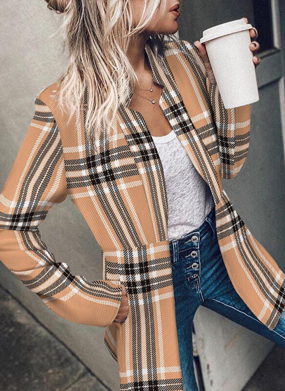 Fashion Short Blazer Overcoat for Women-Shirts & Tops-Striped-XS-Free Shipping Leatheretro