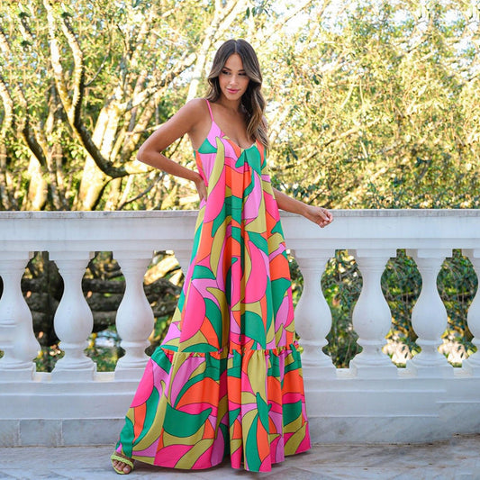 Summer Bohemian Backless Long Dresses-Dresses-The same as picture-S-Free Shipping Leatheretro