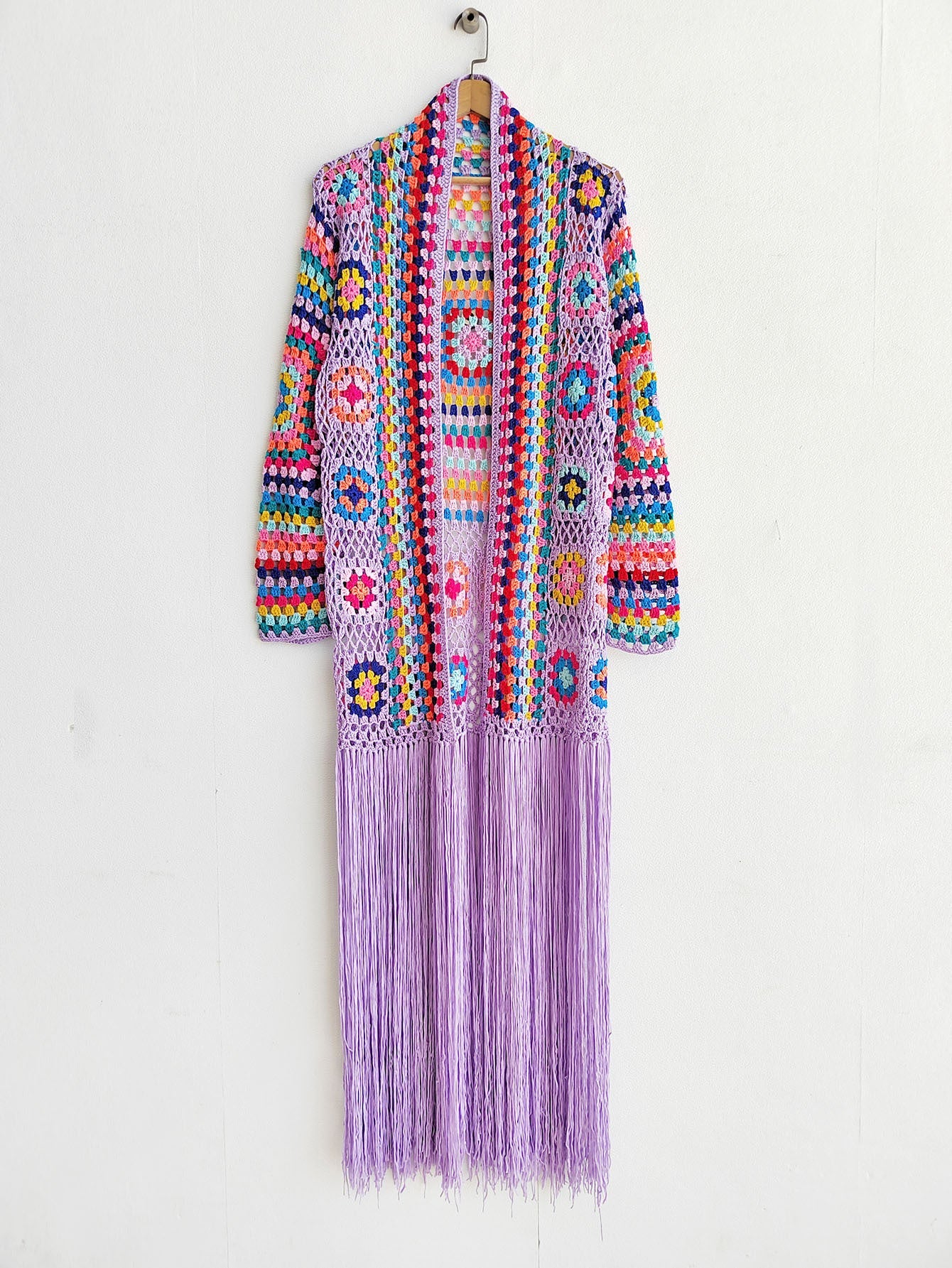 Colorful Crochet Irregular Tassels Coats for Women-Shirts & Tops-Black-S-Free Shipping Leatheretro