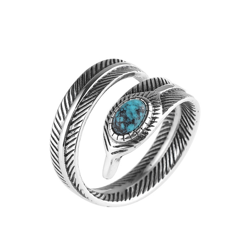 Autique Feather Design Sterling Sliver Rings for Women&Men-Rings-The same as picture-Adjustable-Open-Free Shipping Leatheretro