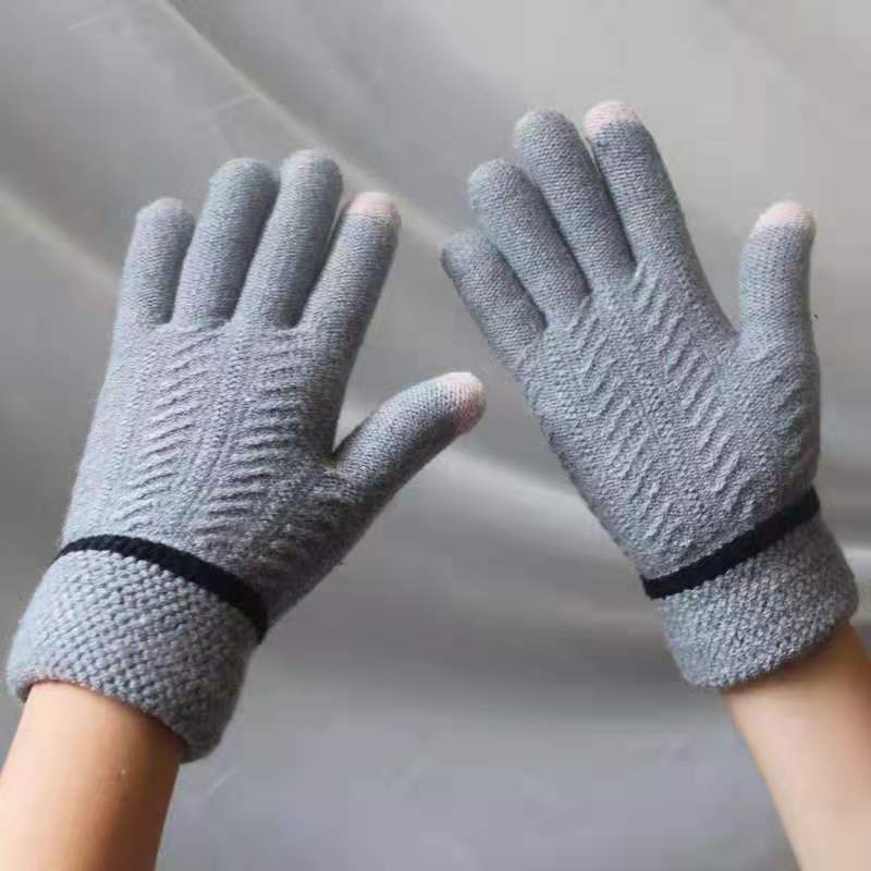 Winter Warm Velvet Knitted Gloves for Men and Women-Gloves & Mittens-Women-light gray-Free Shipping Leatheretro