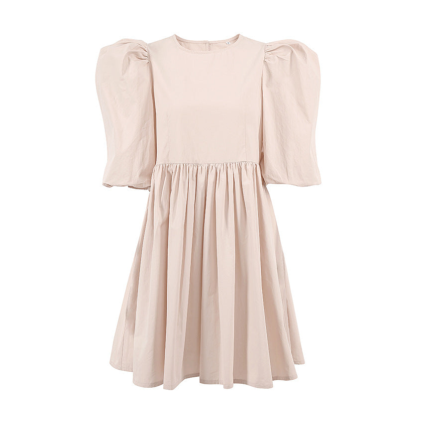 Summer Women Half Sleeves Cotton Mini Dresses-Dresses-Pink-S-Free Shipping Leatheretro
