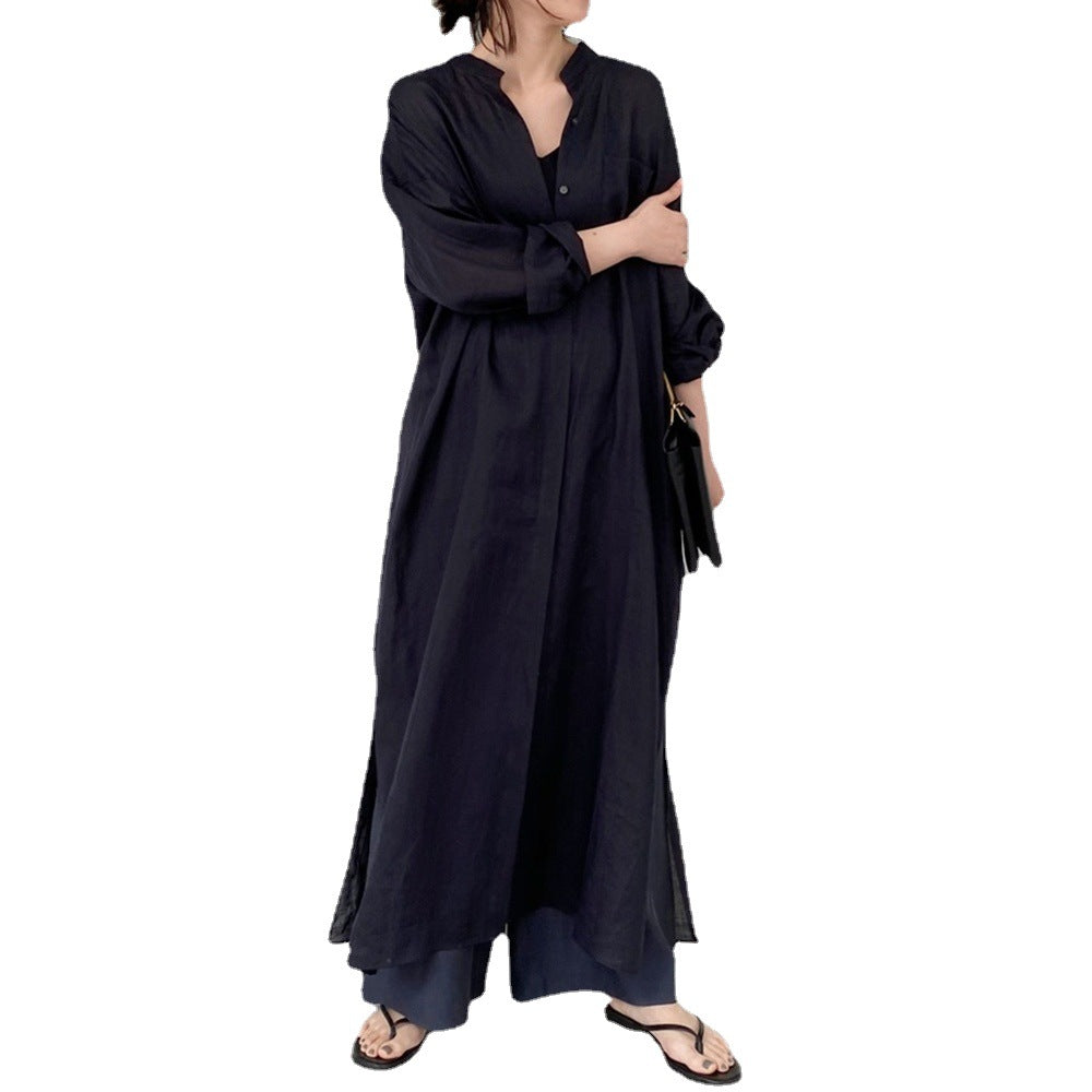 Casual Women Cozy Long Shirts Dresses-Dresses-Black-One Size-Free Shipping Leatheretro
