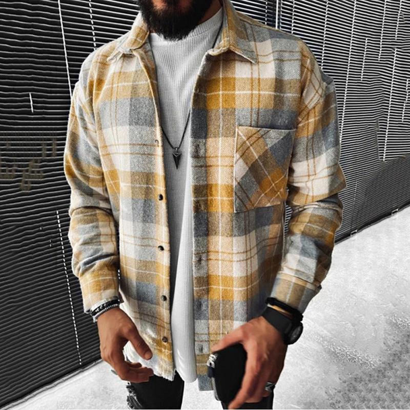 Casual Men Long Sleeves Fall Plaid Shirts-Style10-S-Free Shipping Leatheretro