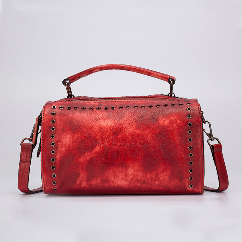 Vintage Large Storage Handmade Leather Handbags 2011-Leather Handbags for Women-Red-Free Shipping Leatheretro