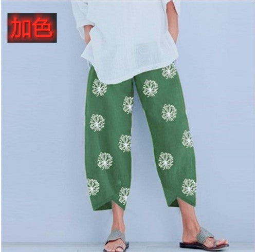Casual Floral Print Summer Pants for Women-Pants-C-S-Free Shipping Leatheretro