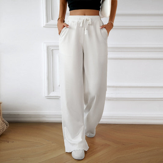 Casual Summer Wide Legs Pants-Pants-White-S-Free Shipping Leatheretro