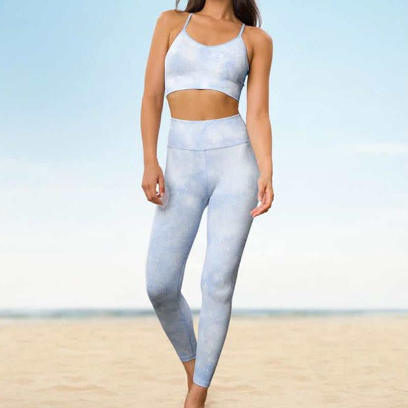 Sexy Fast Drying Dyed Yoga Sets for Women-Activewear-Sky Blue-S-Free Shipping Leatheretro