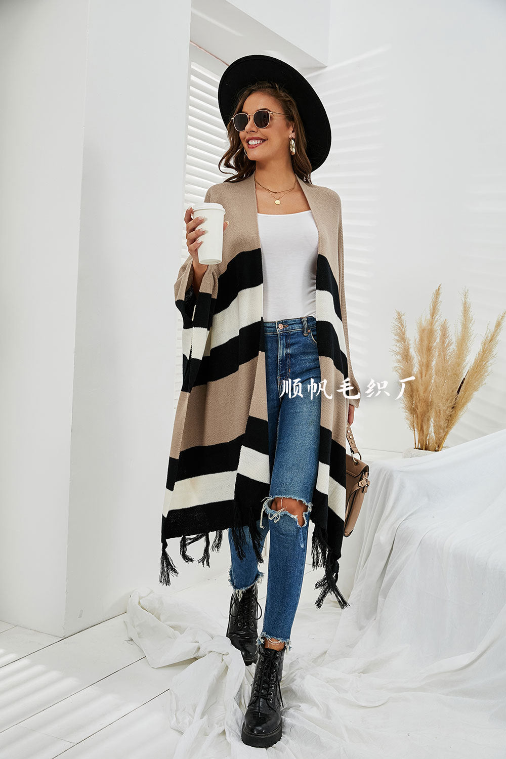 Women Plus Sizes Tassels Knitting Capes-Shirts & Tops-White-S-Free Shipping Leatheretro