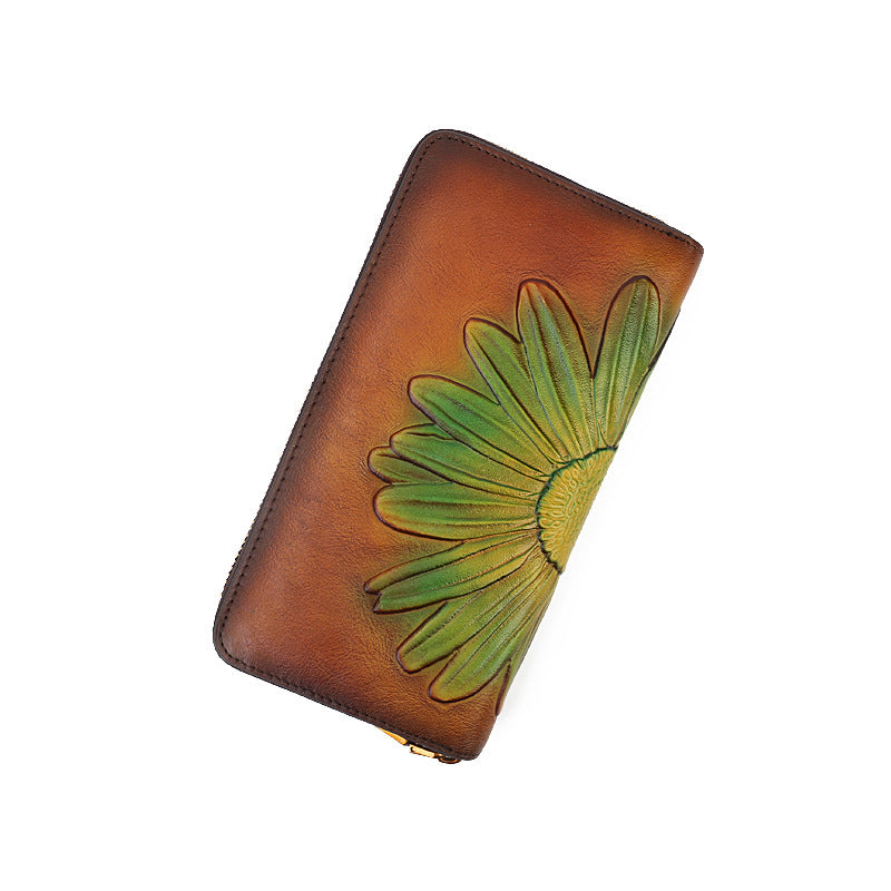 Vintage Leather Zipper Long Wallets for Women 9342-Handbags, Wallets & Cases-Green-Free Shipping Leatheretro