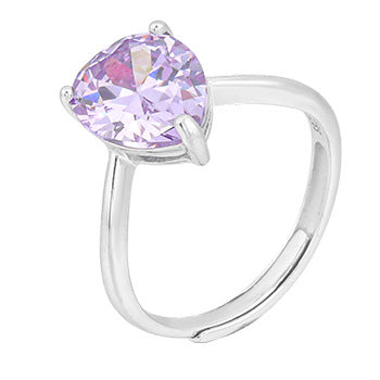 Fashion Sterling Silver Colorful Zircon Rings-Rings-TJ1679-Light Purple-Open End-Free Shipping Leatheretro