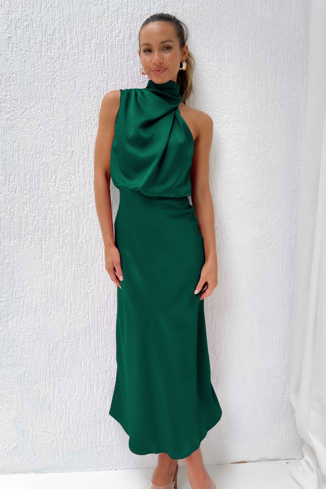 Sexy Halter Women Evening Party Dresses-Dresses-Dark Green-S-Free Shipping Leatheretro