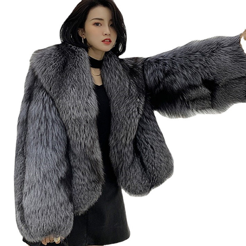 Casual Artificial Fox Fur Women Short Overcoat for Winter-Outerwear-The same as picture-XS-Free Shipping Leatheretro