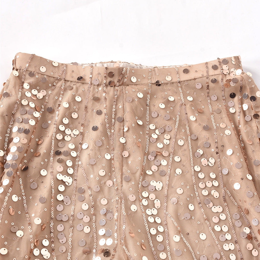 Gold Sequin Sexy Women Trumpet Pants-Pants-Gold-S-Free Shipping Leatheretro