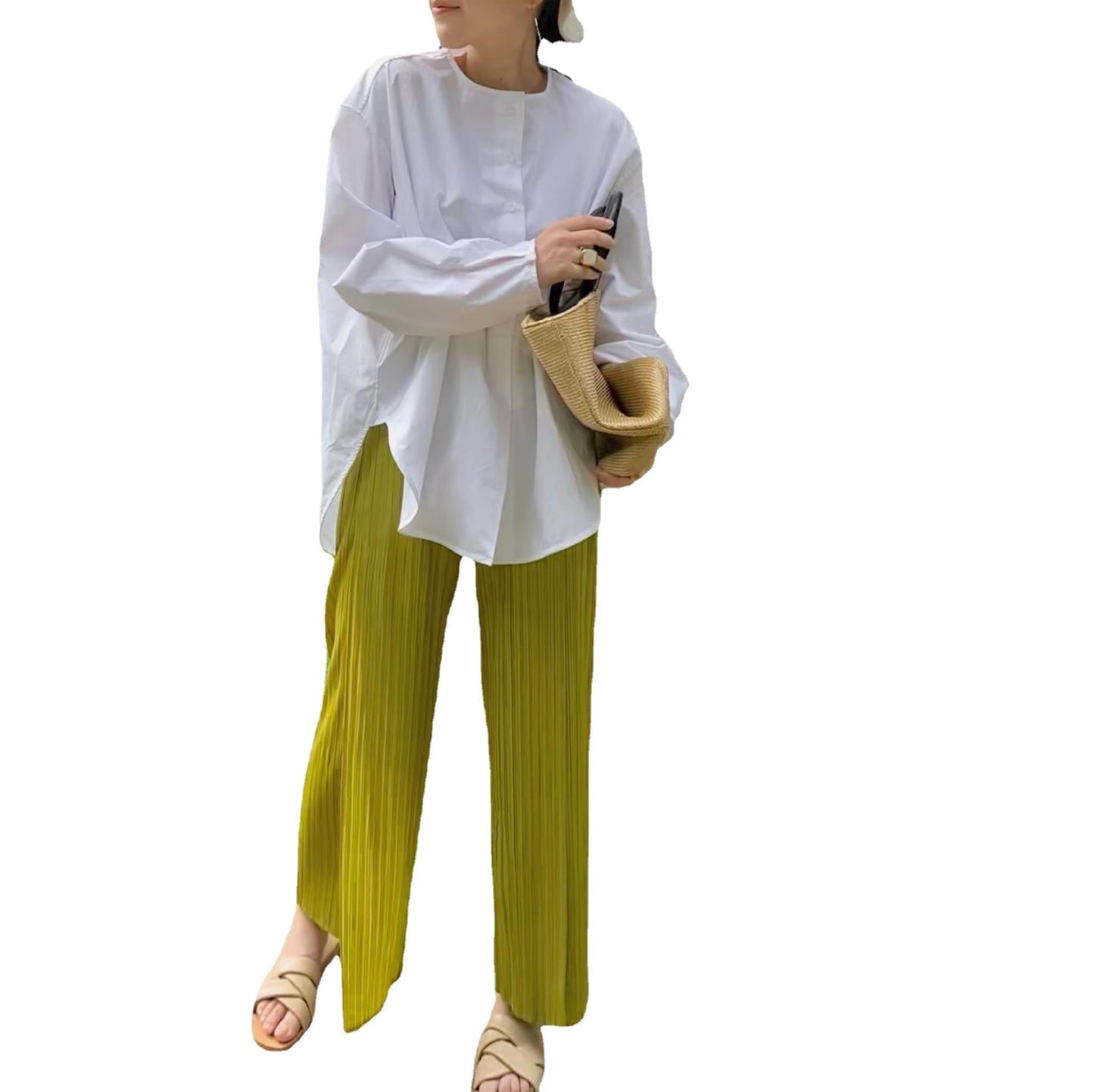 Fairy Light Green High Waist Summer Pants for Women-Pants-Light Green-One Size (45-65kg)-Free Shipping Leatheretro