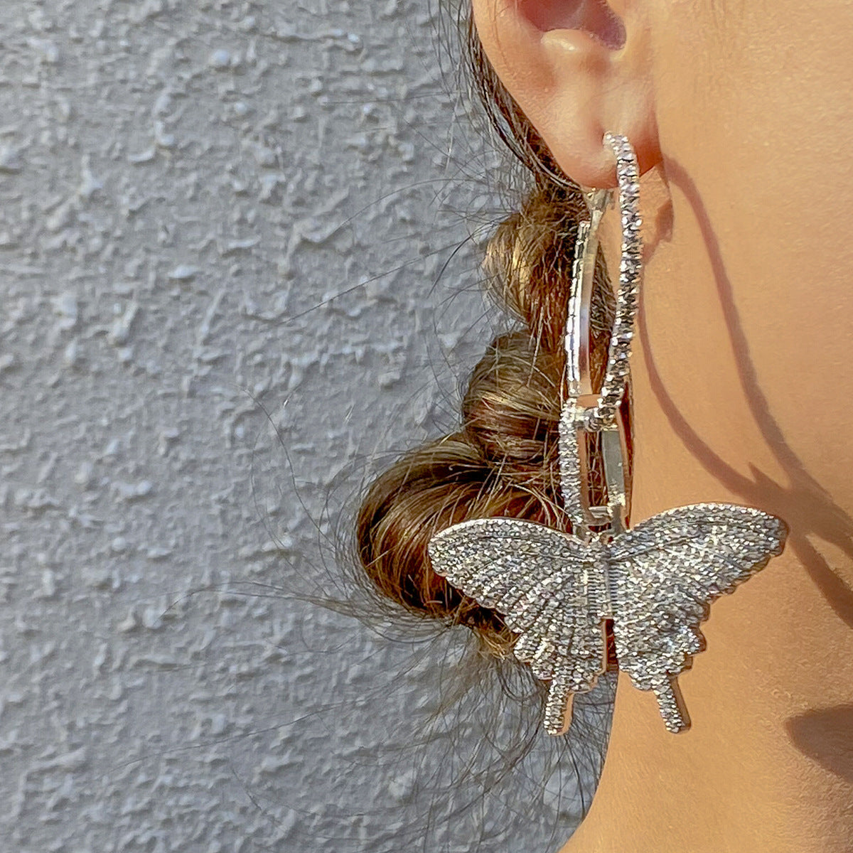 Fashion Butterfly Designed Hoop Earring for Women-Earrings-Golden-Free Shipping Leatheretro