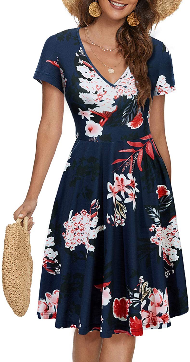Casual Summer Sunflower Print Daily Women Sun Dresses-Dresses-H-S-Free Shipping Leatheretro