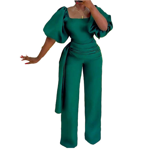 Summer High Waist Women Plus Sizes Jumpsuits Rompers-Suits-Green-S-Free Shipping Leatheretro