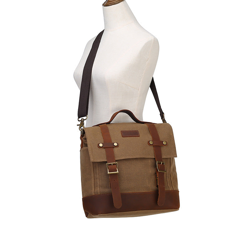 Retro Leather Canvas Business Bags for Men-Backpacks-Black-Free Shipping Leatheretro